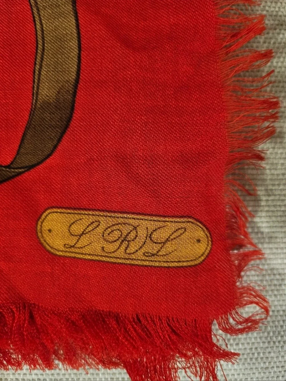 Lauren Ralph Lauren Red Bridle Chain Print Scarf Throw